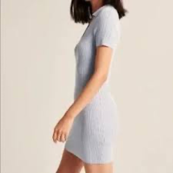 NWT | Abercrombie & Fitch Collared Ribbed Knit Dress | Blue-Purple | Size S - Picture 2 of 8